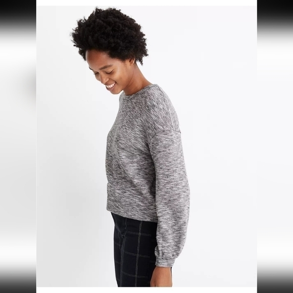 MADEWELL Textured Crewneck Gray Sweatshirt, sz Small - Picture 2 of 15